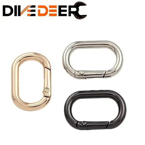 Metal Oval Ring Spring Clasps Hook Buckles Openable Carabiner Keychain 2Pcs Leather Bag Handbag Strap Belt Hooks Dog Chain