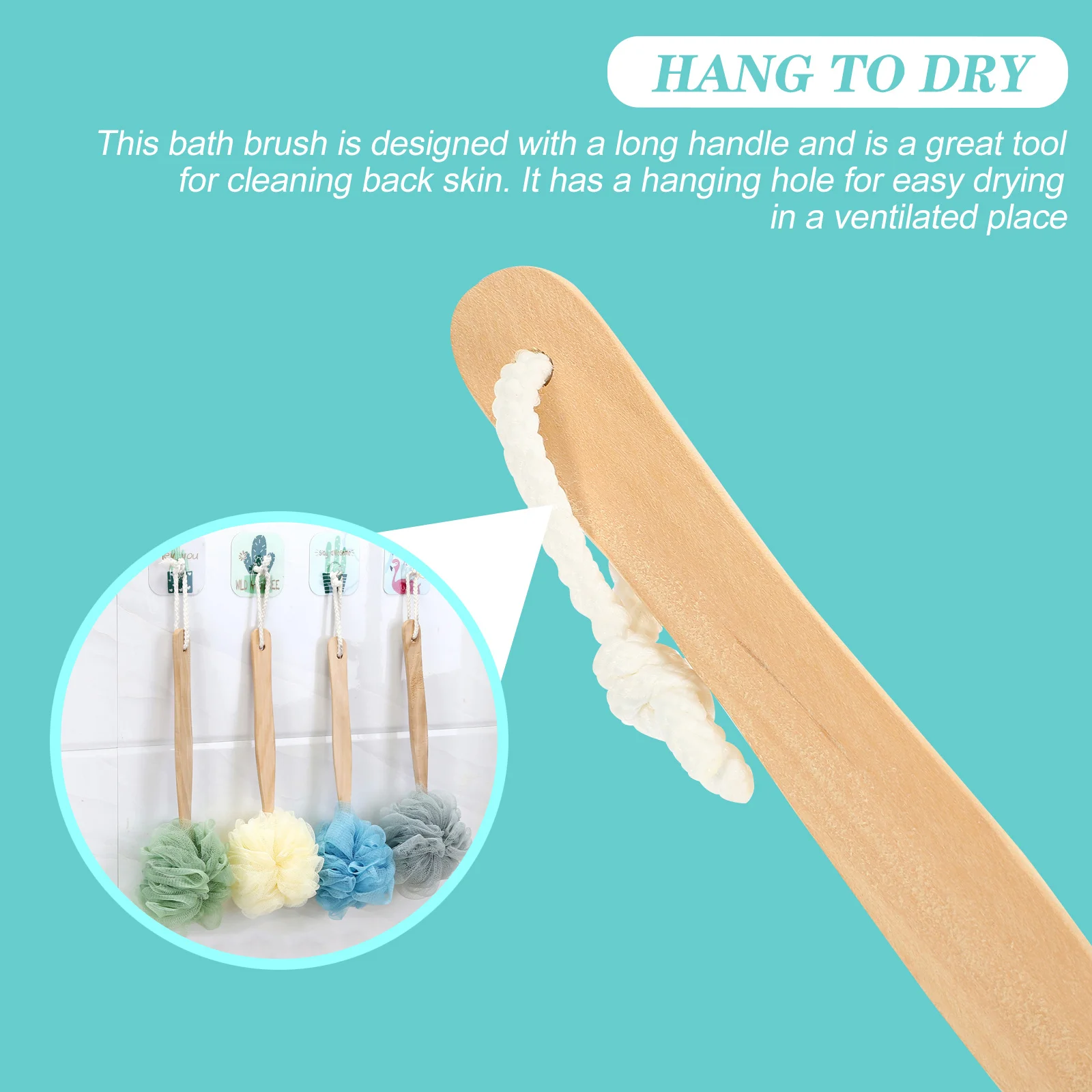 

4Pcs Bath Back Scrubber with Long Handle Shower Body Brush Exfoliating Bathing Tool Reaches Hard-to-Reach Areas Improves