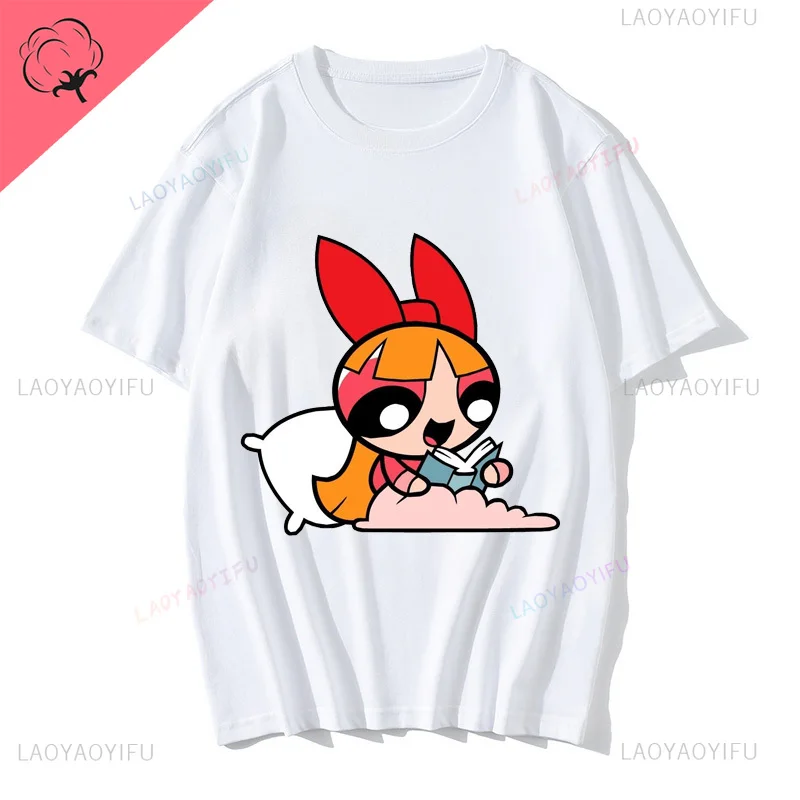 Fun and cute cartoon animation print pattern fashion street wear Harajuku summer men women universal short-sleeved T-shirt