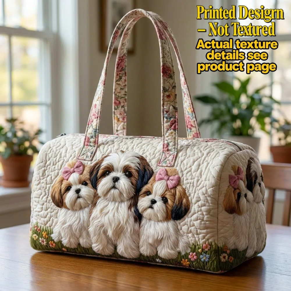 

Shoulder Strap Quilted Duffle Bag Animals Pattern 3D Quilting Craft Short-distance Handbag Large Capacity Tote Bags