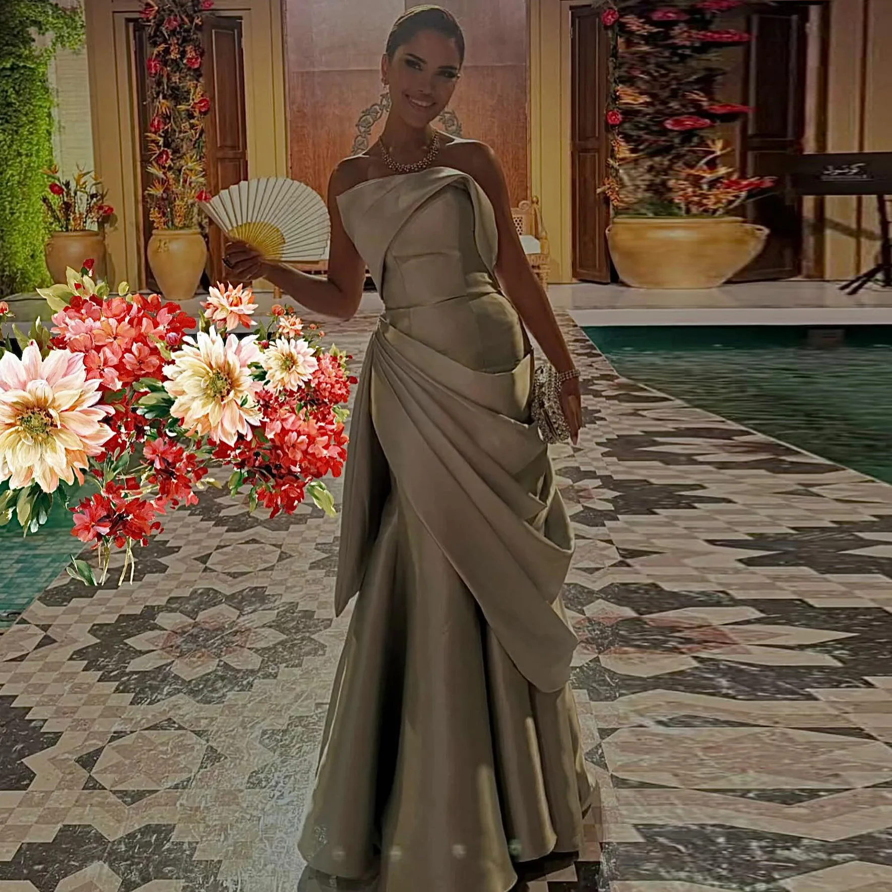 샤론은 여성을위한 불규칙한 Strapless와 슬리버 그레이 두바이 우아한 이브닝 드레스를 말했습니다. 결혼식 공식 가운 SF231 맞춤형