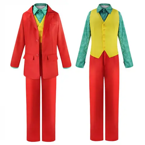 Movie Joker Cosplay Costume Clown Suit full set Outfits Joker Business Suit Uniform for Men Halloween Party Christmas Costumes