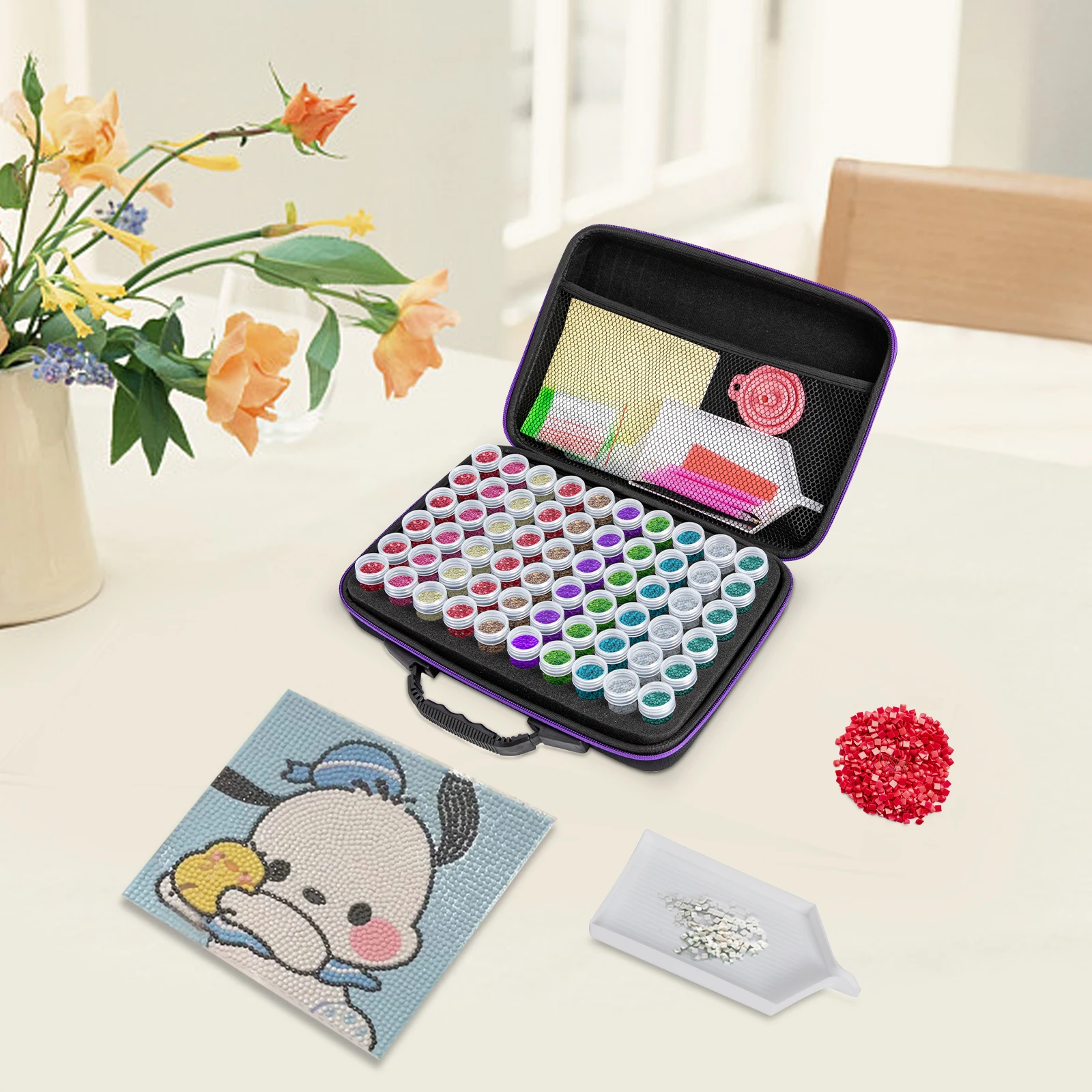 60* Square Display Boxes, Double-zip Design Jewelry Display Case with Sponge Pad for Mall Jewelry Diamond Display or Storage