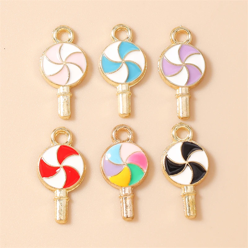 10 Stück Niedliche Emaille-Anhänger in Form von Lebensmitteln, Eiscreme und Lollipops für Schmuckherstellung, Halsketten, Ohrringe, Armbänder, DIY-Bastelzubehör – Detail 8