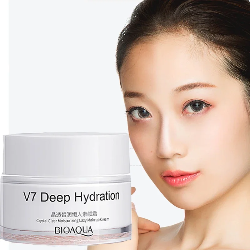 Crystal Clear Moisturizing Lazy V7 Plain Makeup Cream Lightweight breathable natural finish concealer nude makeup