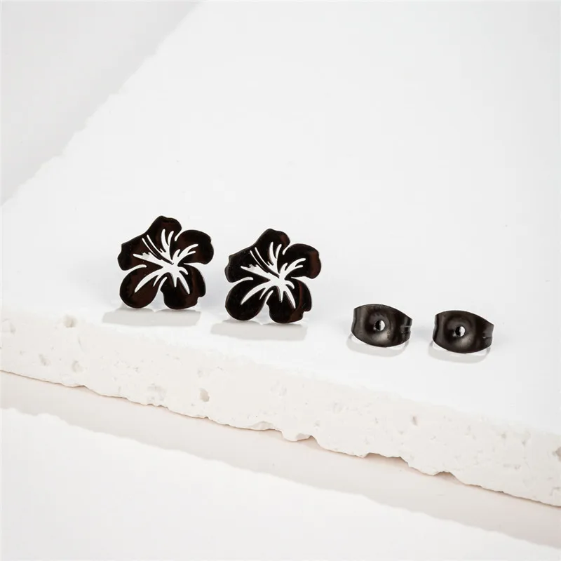 Korean Fashion Stainless Steel Plant Earrings Women Wedding Jewelry Sweet Metal Flower Earings Small Lily Studs Mother Gifts