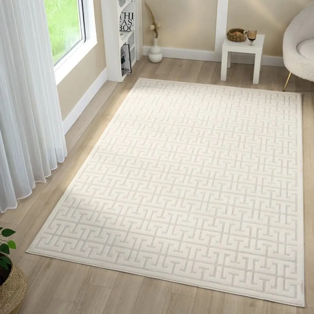 

Cream 5x7 Geometric Trellis Area Rug