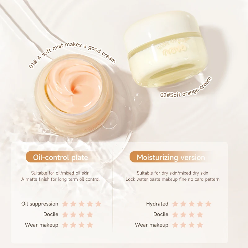 Crema primer viso idratante, base liscia a lunga durata e correttore schiarente, non grasso, delicato e per il controllo dell'olio