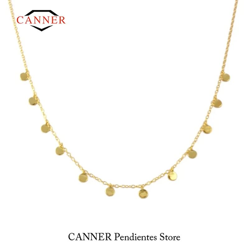 CANNER 925 Sterling Silver Necklace Female Gold Sequins Minimalist INS Clavicle Chain Necklaces for Women Jewelry Free Shipping