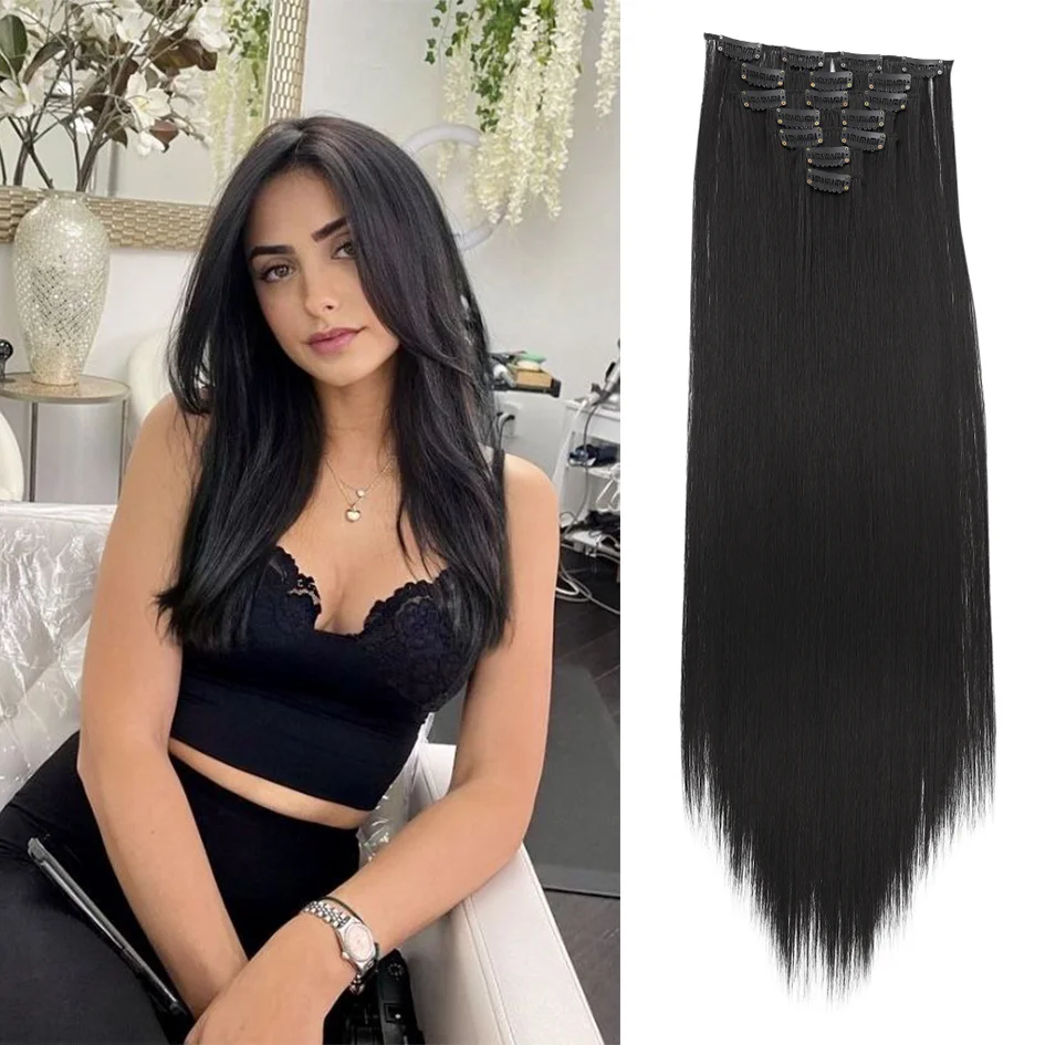 Synthetic 7 Pieces Clip-In Hair Extensions Set