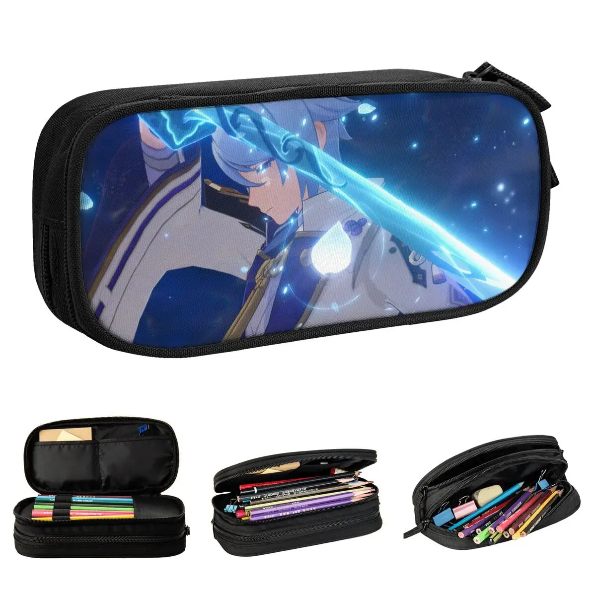 

Genshin Impact Kamisato Ayato Pencil Case Classic Anime Pen Bag Student Big Capacity School Supplies Zipper Pencilcases
