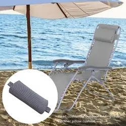 Black Head Cushion Folding Recliner Chair Pillow Adjustable Beach Outdoor Garden Sun Lounger Headrest Black 35x15x6cm