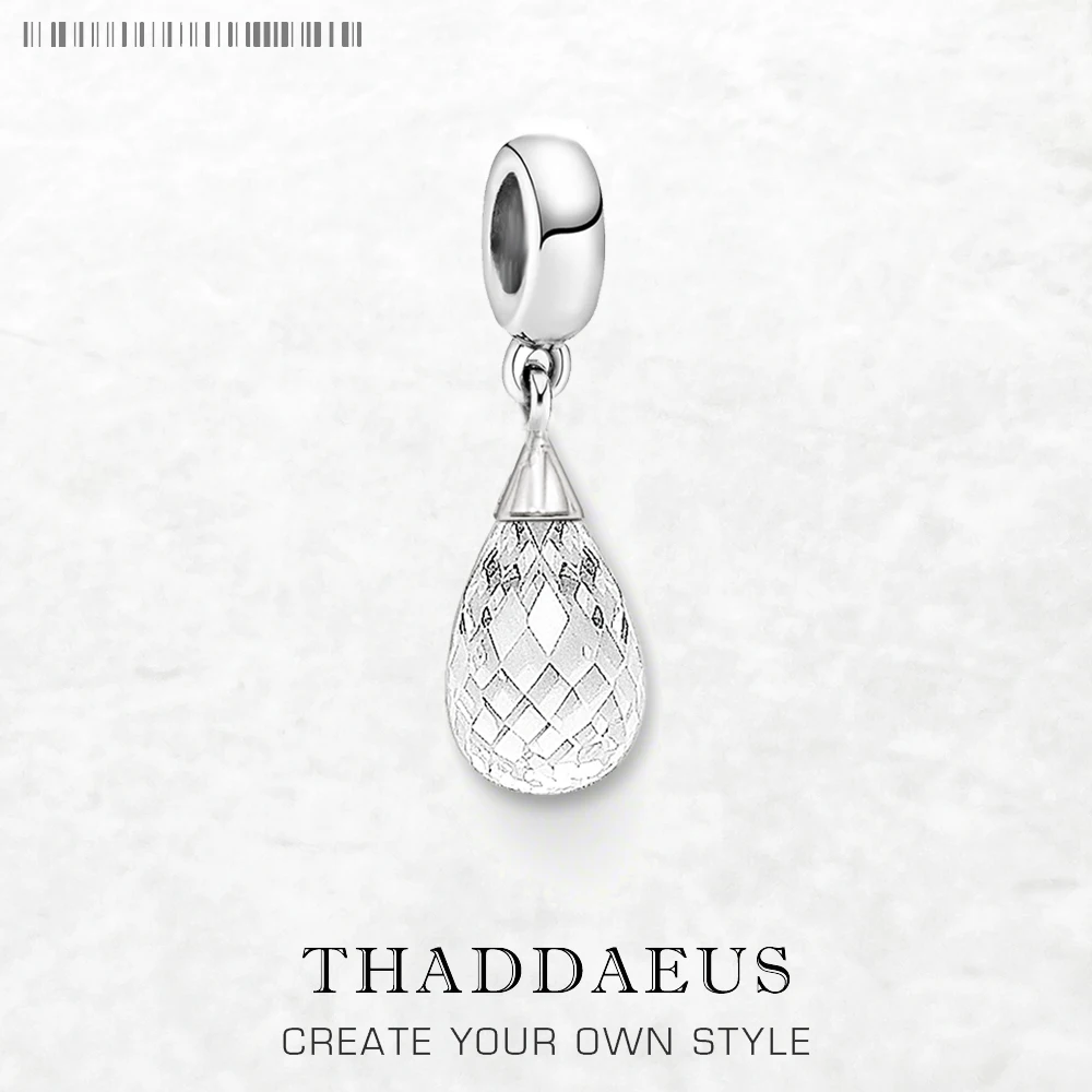 Fasetowane szklane kryształowe zawieszki w kształcie łezki 925 Sterling Silver Pendant 2019 Fashion Water Drop Loose Spacer Beads