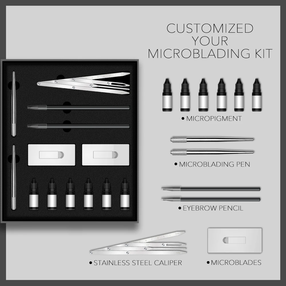 Private Label Permanent Makeup and Microblading Set Microblading Starter Kit Beauty Academy Training Tattoo Kit