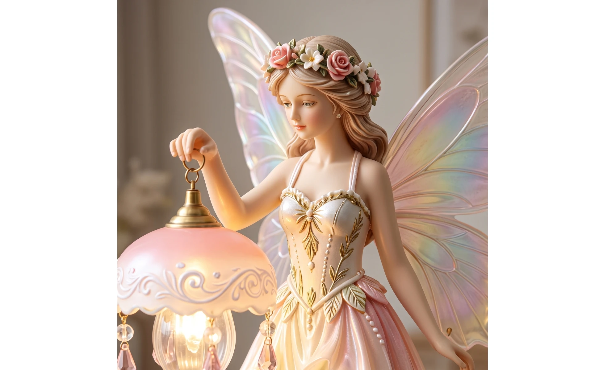 Fairy Wall Sconce Decorative Fairy Wall Lamp Sculpted Ornate for Girls, Bedroom, Nursery