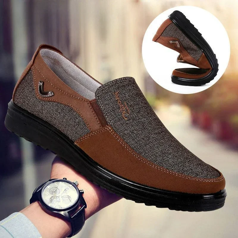 Men's Canvas Shoes Classic Loafers Outdoor Lightweight Casual Shoes Soft Sole Walking Shoe Flat Non-slip Men Shoes Plus Size 50