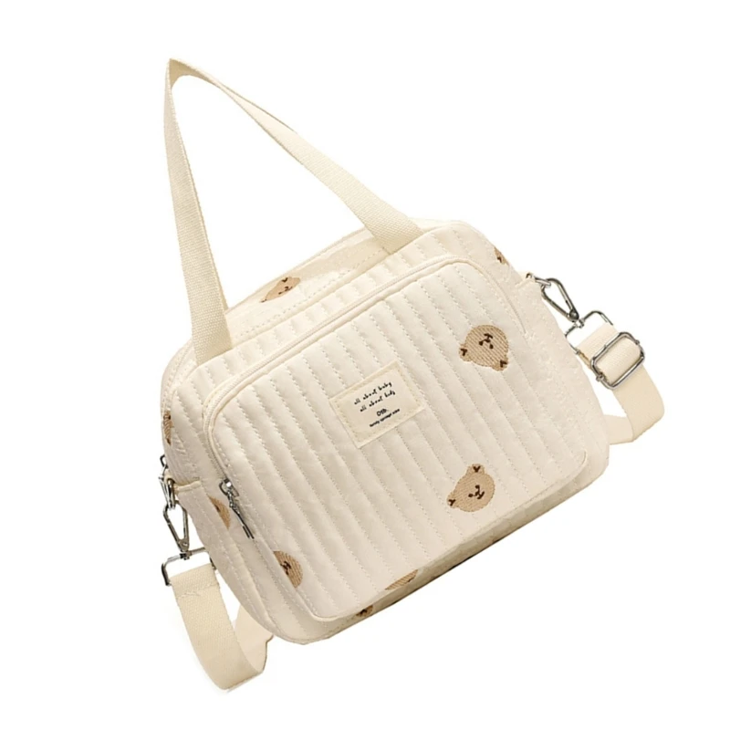 Q0KB Nappy Bag Lovely Print Baby Diaper Bag with Exquisite Embroidery, Easy to Clean Infants Wipes Nappy Organiser Pouch