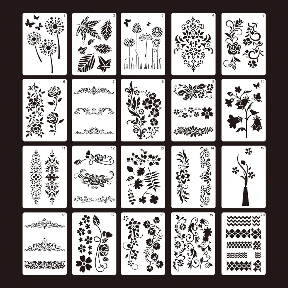 

A4 Flowers Leaves Symbol DIY Layering Stencils Wall Painting Scrapbook Coloring Embossing Album Decorative Template