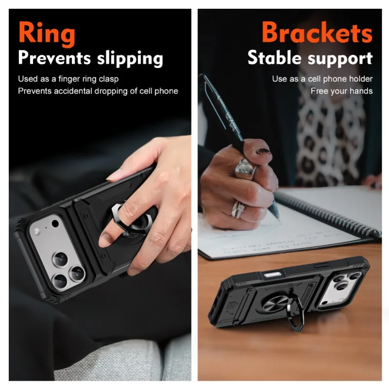 حافظة لهاتف آيفون 17 إير 16 15 14 13 17 برو ماكس بلس حلقة دوارة مغناطيسية مسند حماية من السقوط شديدة التحمل غطاء مدرع