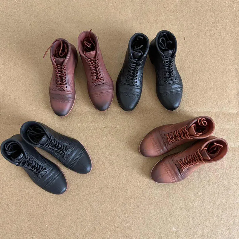 1/6 Scale Male Lace-up Rubber Boots Soldier Solid Shoes Model Fit 12\'\' Detachable Feet Action Figure Body Dolls