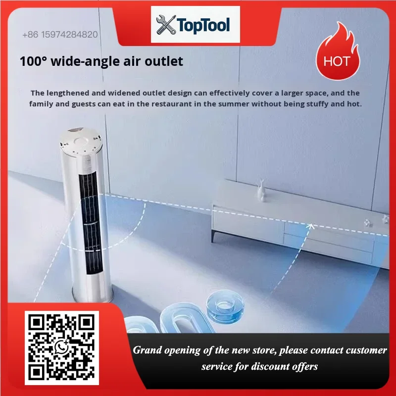 Vertical Cylinder Floor AC, 3/2 HP Inverter Type, Energy Efficient Cooling & Heating Air Conditioner for Household Living Room