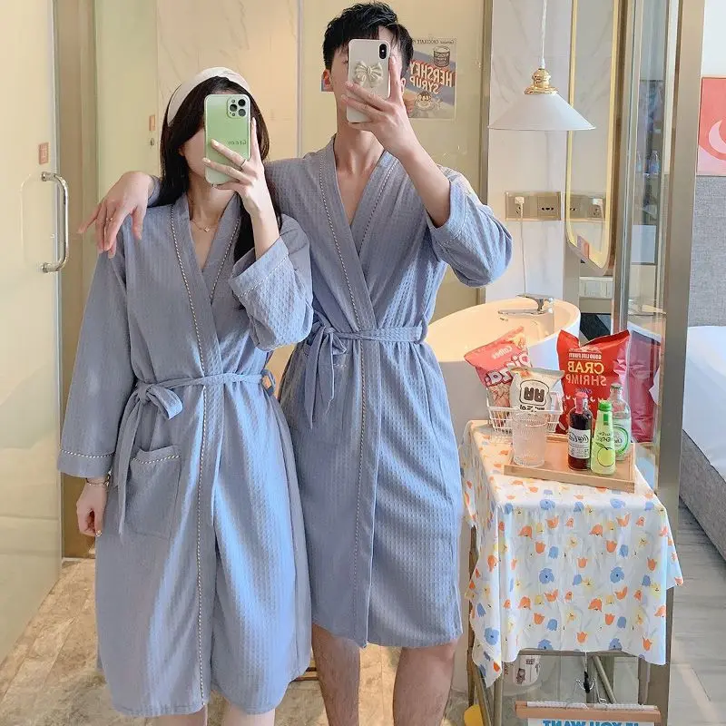 2026 Spring Autumn Couple Long Sleeve Kimono Robes for Men Loose Sleepwear Bathrobe Women Bath Robes Homewear Home Clothes