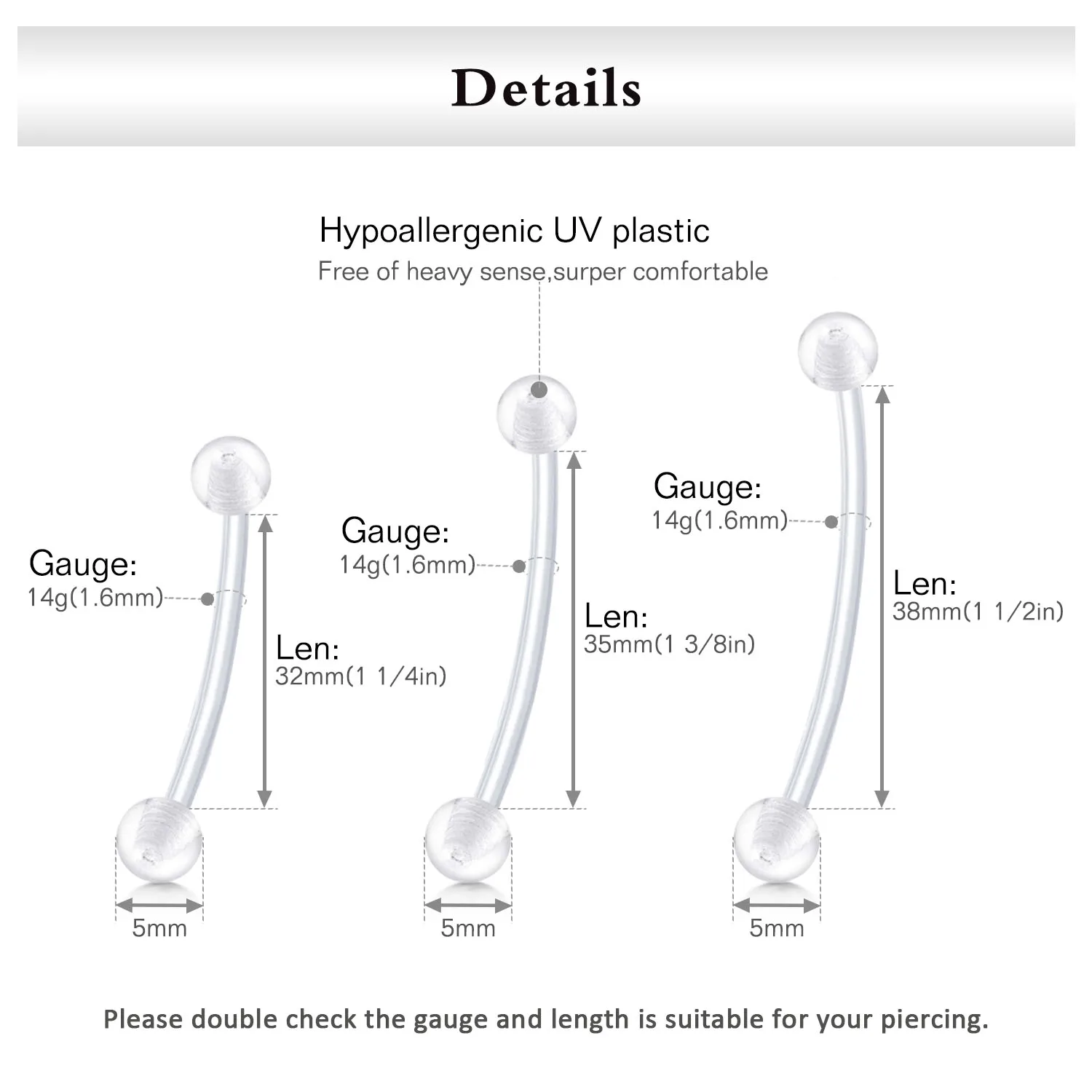 14G Pregnancy Belly Button Rings Long Bar Sport Maternity Flexible Bioplast Clear Navel Belly Rings Piercing Retainer