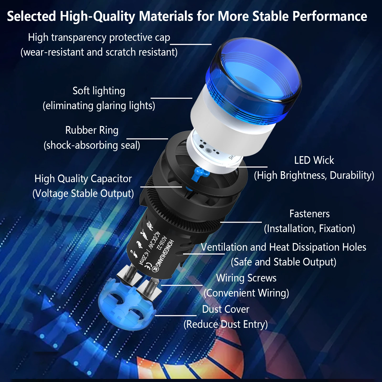 AD16-22DS Plastic Power Signal Lamp Mini LED Indicator Light Signal Lamp Beads 12V 24V 220V 380V Red White Green Blue Yellow