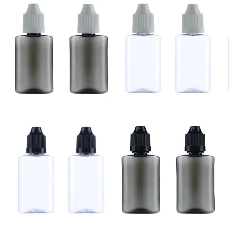 50pcs 30ml Flat shape Empty Plastic Dropper Bottles Long Tip Cap Portable Travel Bottles  juice Vape Oil Container Refill Vials