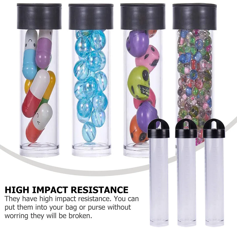

30 Pcs Black Cap Bead Storage Tubes Empty Containers for Small Beads Craft ganization Lightweight Portable Plastic Bottles
