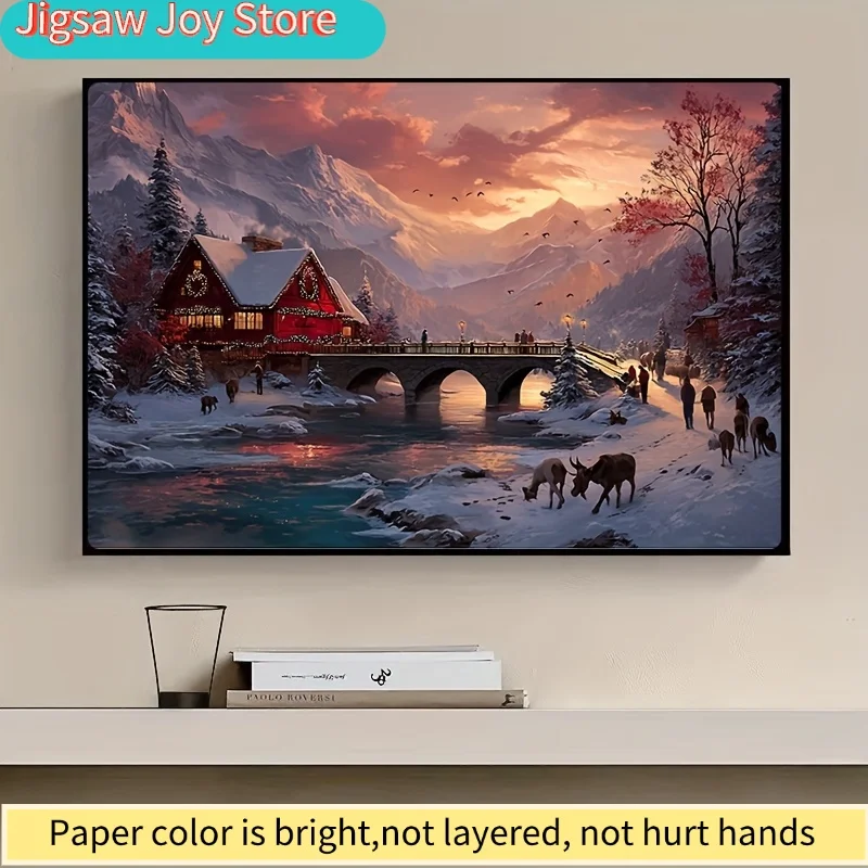 1 Caja (1000 Piezas) de Mini Rompecabezas de Papel para Adultos, Adecuado para Juegos de Fiesta y Actividades entre Familiares y Amigos - Cabaña junto al Río