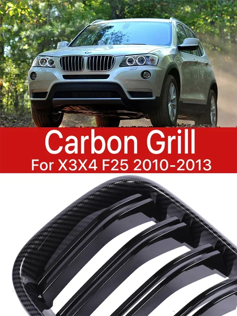 

New! Front Upper Kidney Bumper Grill Carbon Fiber Racing Grill Facelift Cover For BMW X3 X4 F25 F26 2010 2011 2012 2013 Exterior