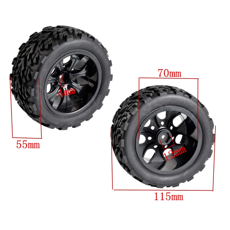 4Pieces/Lot RC Rubber Sponge Tires Tyre Rim Wheel Tire For RC 1/10 Scale Models RC Car HSP Off Road Monster Truck