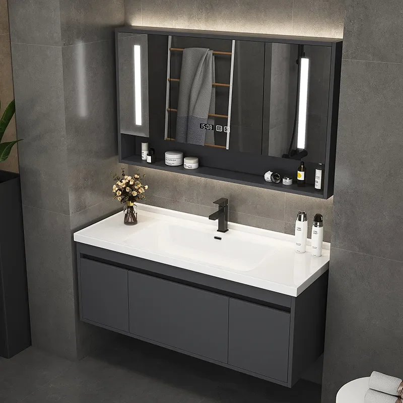 

Ceramics Integrated Bathroom Cabinet Combination Modern Minimalist Toilet Smart Light Wash Face Handicon Basin Set