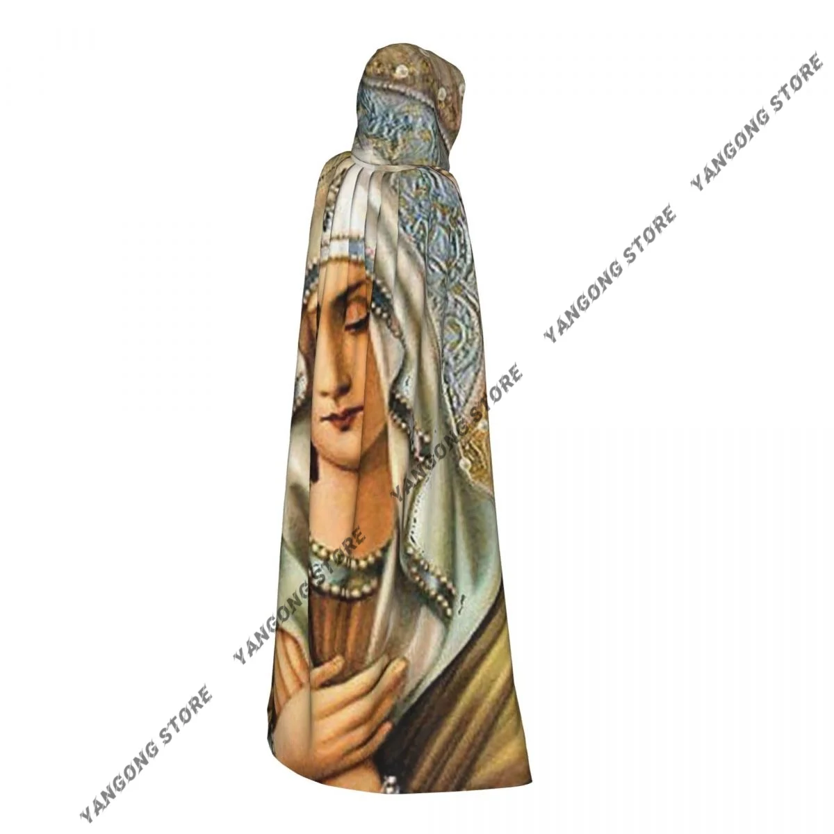 Guadalupe Virgin Mary Jesus Cloak Hooded Cosplay Costume Halloween Adult Long Party Cape