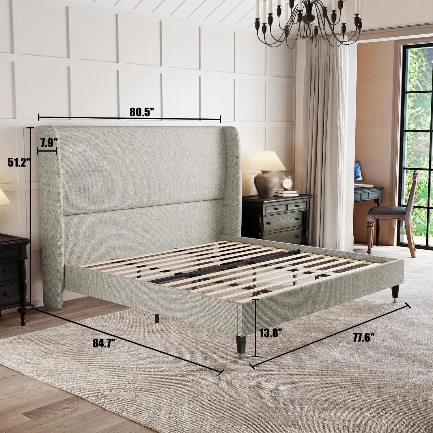 King Platform Bed Frame 51.2