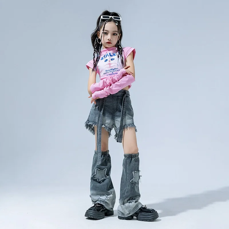 

Girls Two Jeans Suit Girls Trend Street Dance Autumn Clothing Cool Handsome Internet Celebrity Street Dance Jazz Dance Clothing