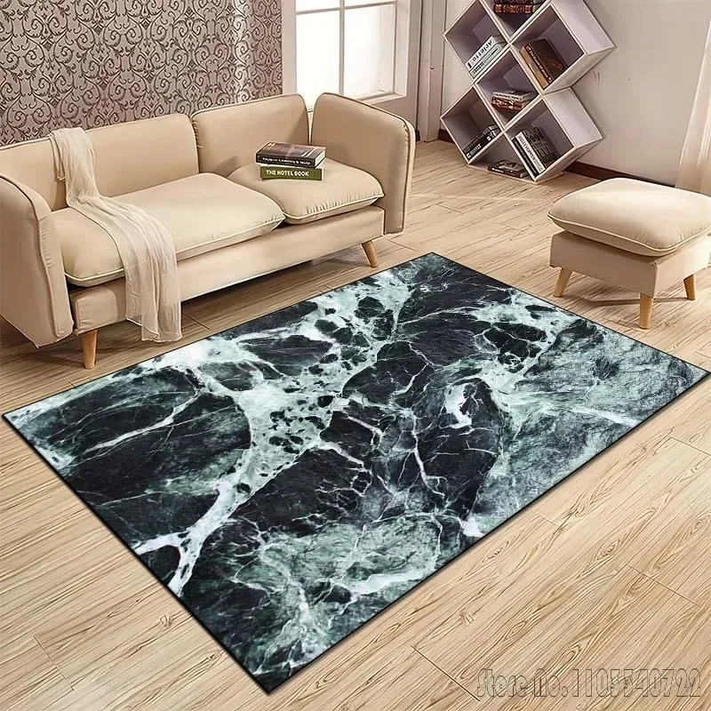 Tapis à motif de Texture de marbre pour salon, chambre à coucher, cuisine, salle de bain, tapis de pied, chambre d'enfant, tapis d'hôtel