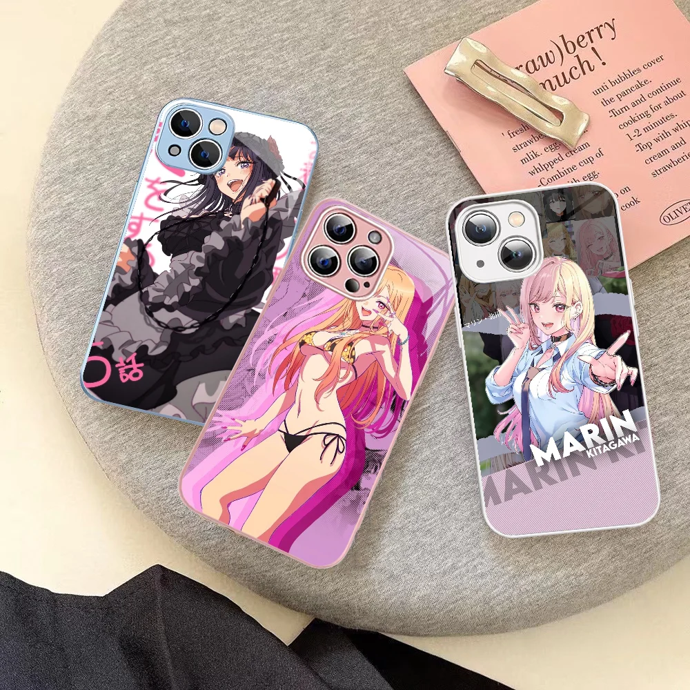 My Dress Up Darling Marin Kitagawa Phone Case Tempered Glass For Iphone 14 13 12 11 Pro Mini XS MAX 14Plus X XS XR Fundas