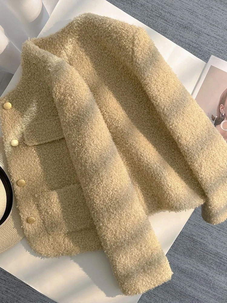 Zoki Vintage Women Slim Sweet Jacket Fall Casual Long Sleeve Elegant Short Coat French O Neck Pockets Lady Single Breasted Tops