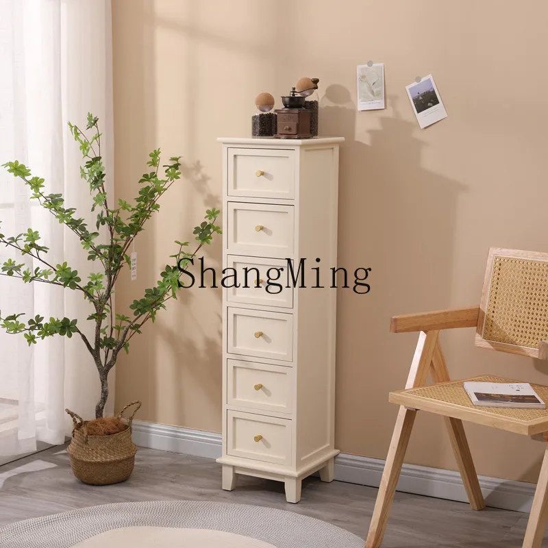 FG good-looking solid wood drawer type crevice bedside storage cabinet living room side cabinet