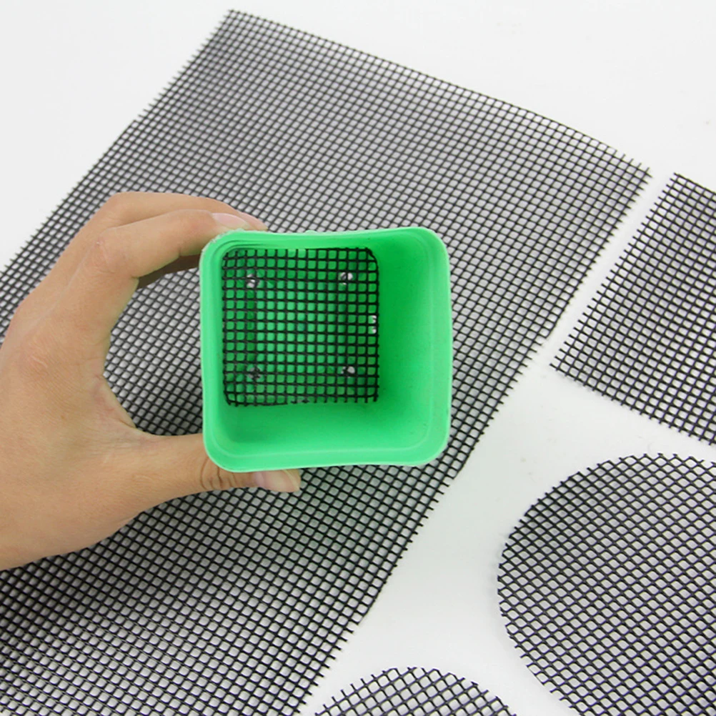 

40pc Flowerpot Hole Mesh Pads Round Leakproof Drainage Grids Hard Polyethylene Discs Black Garden Horticulture
