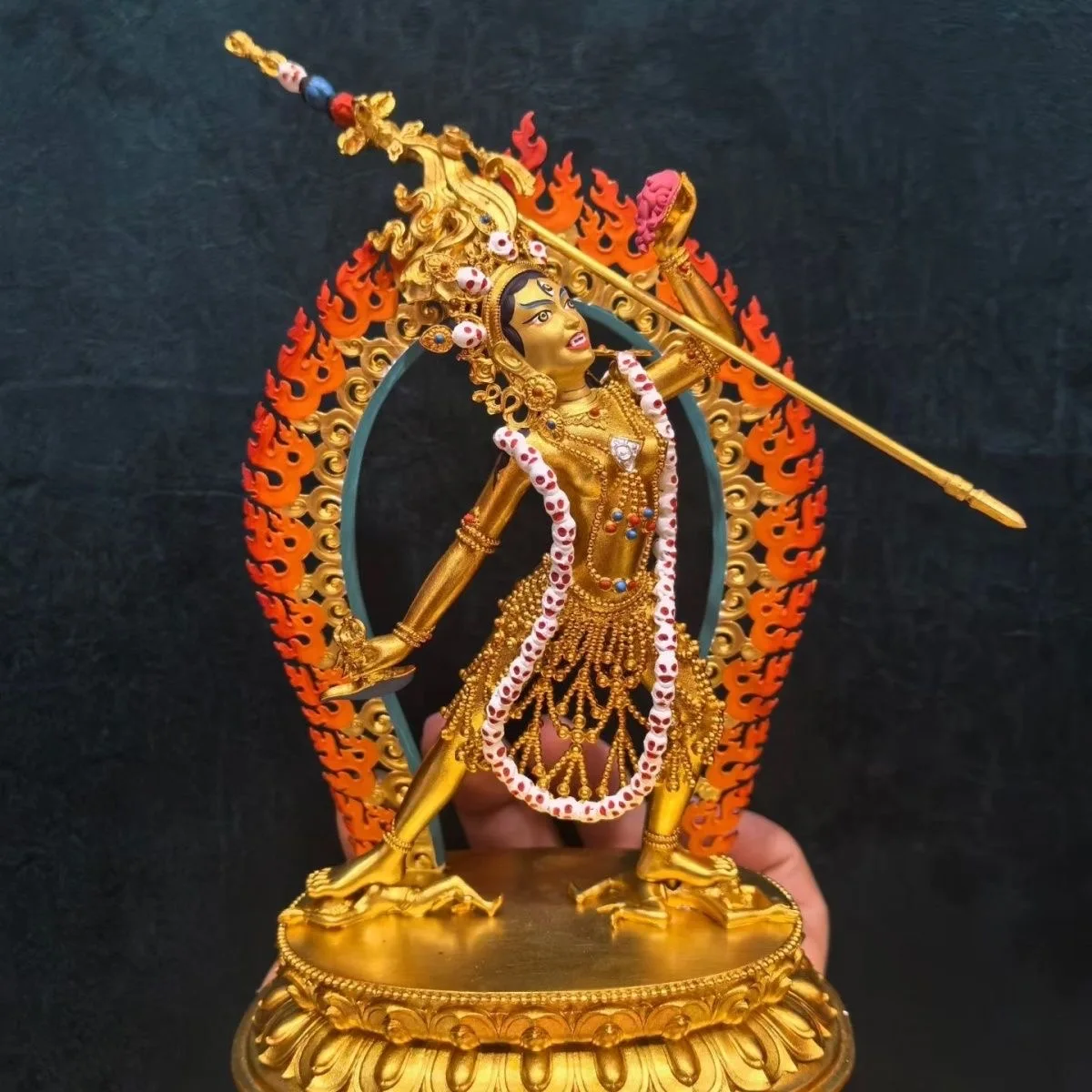 Special offer Exquisite copper carving golden Buddha statue Vajrayogini Buddha Mother dakini Buddhist family monk worship