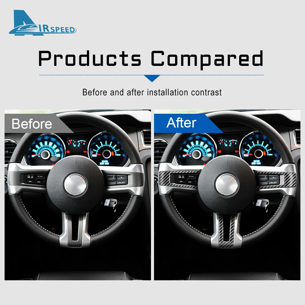 Real Soft Carbon Fiber for Ford Mustang 2010 2011 2012 2013 2014 Accessories Sticker Interior Trim Car Steering Wheel Cover