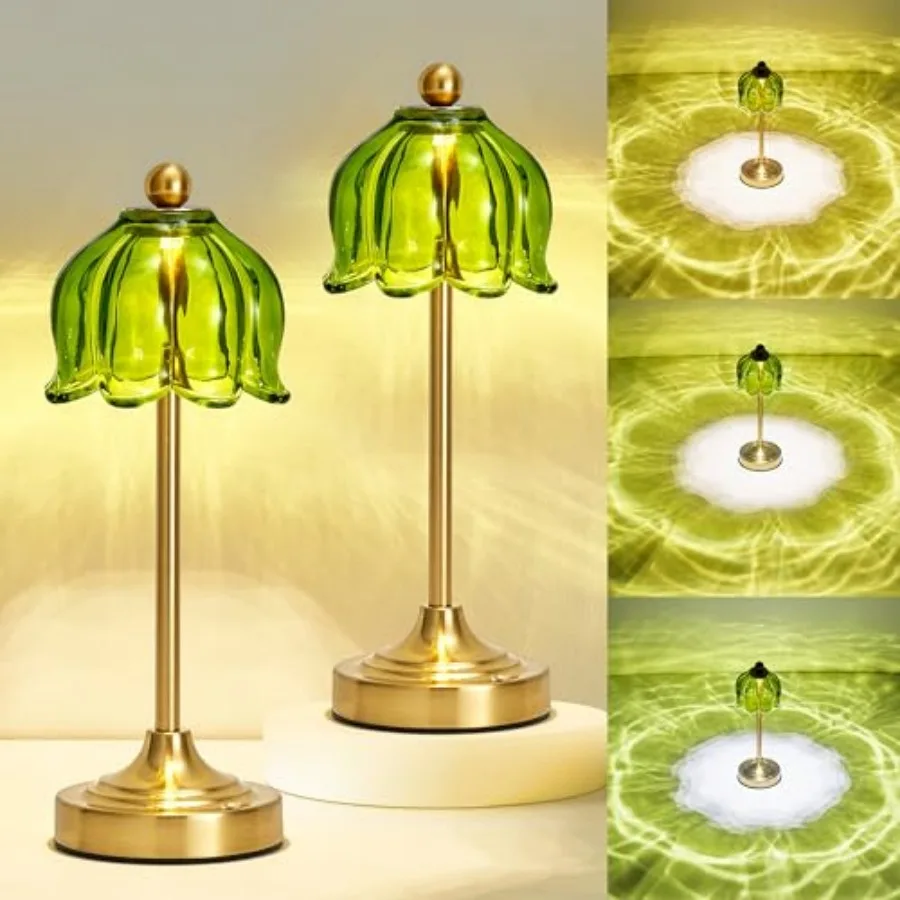 

Набор из 2 беспроводных перезаряжаемых настольных ламп Small Tulip с аккумулятором 5200 мАч, светодиодные сенсорные акцентные лампы с стеклянным плафоном, регулируемая яркость