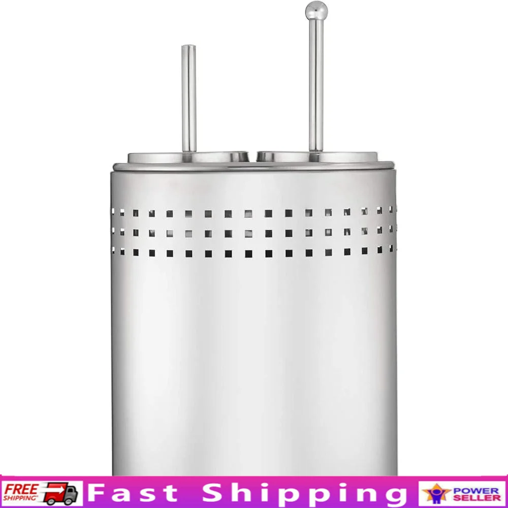 

Toilet Brush and Plunger Set with Holder Efficient Cleaning Tools Interchangeable Heads Modern Design Quick Dry Base