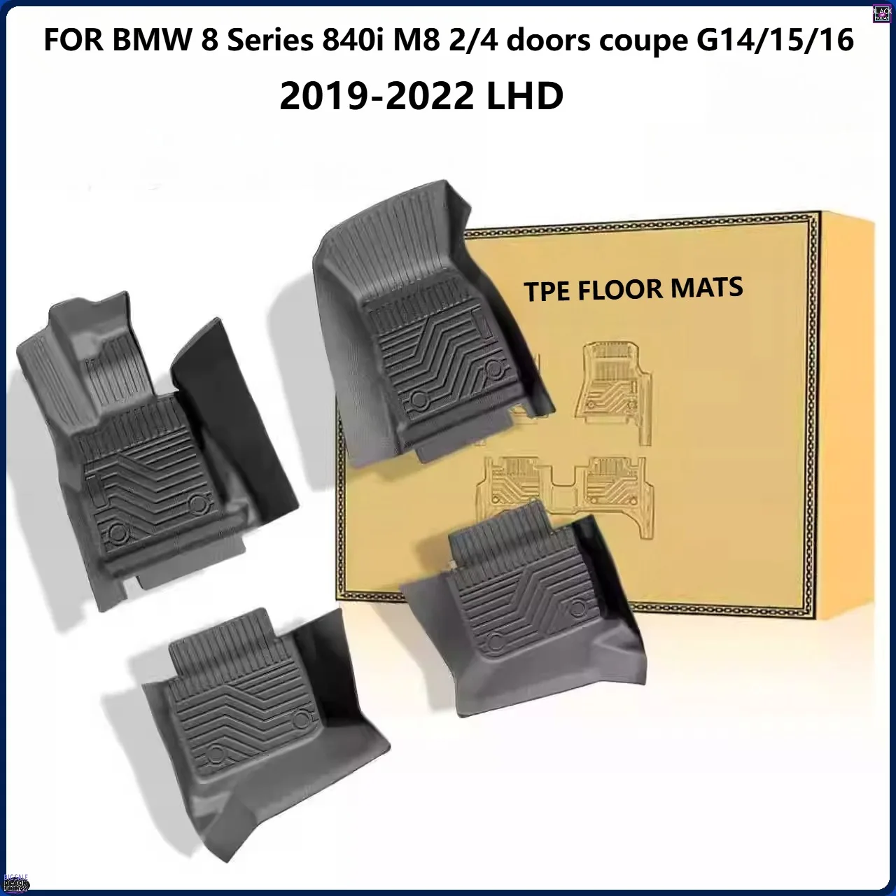 TPE Floor Mats for BMW 8 Series 2019-2022 840i M8 2/4Dr Waterproof Anti-Slip Custom Fit All-Weather Full Coverage Accessories