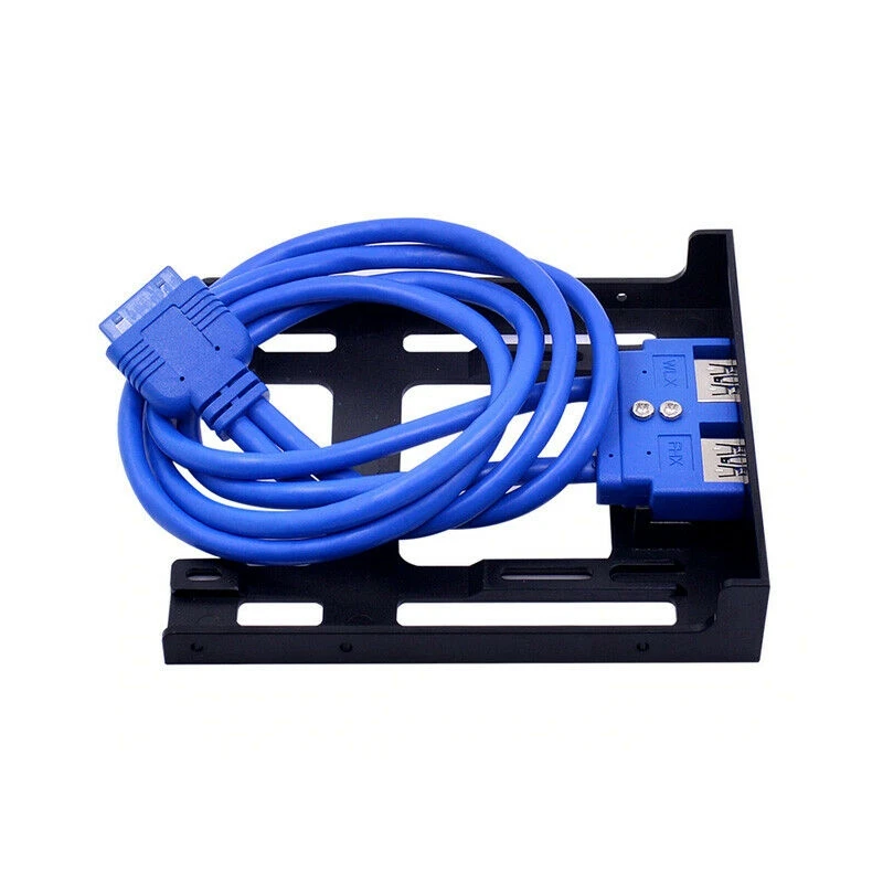 OUVU-2 puertos USB 3,0 Panel frontal Bahía de disquete 20 pines USB3.0 Hub Cable de expansión adaptador soporte de plástico para PC de escritorio
