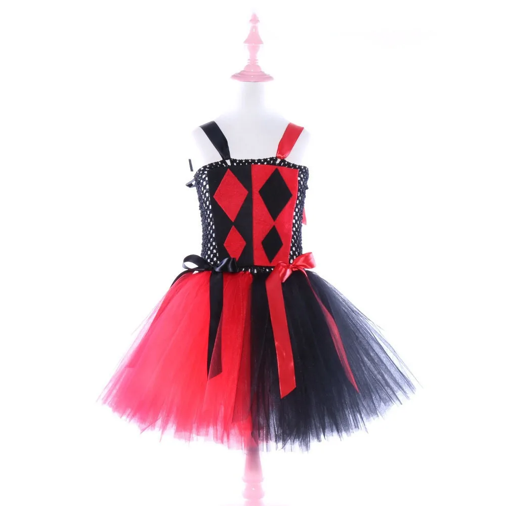 Black Red Style Fluffy Tutu Dress Voluminous Princess Skirt Halloween Party Outfit Stage Performance Costume Carnival Fancy Wear