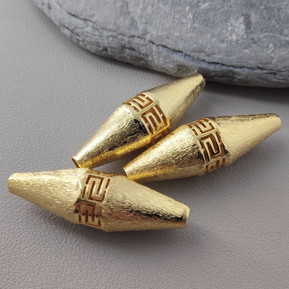 10 PCS Matte Finish 15x47mm Gold Plated DIY Beads Accessory
